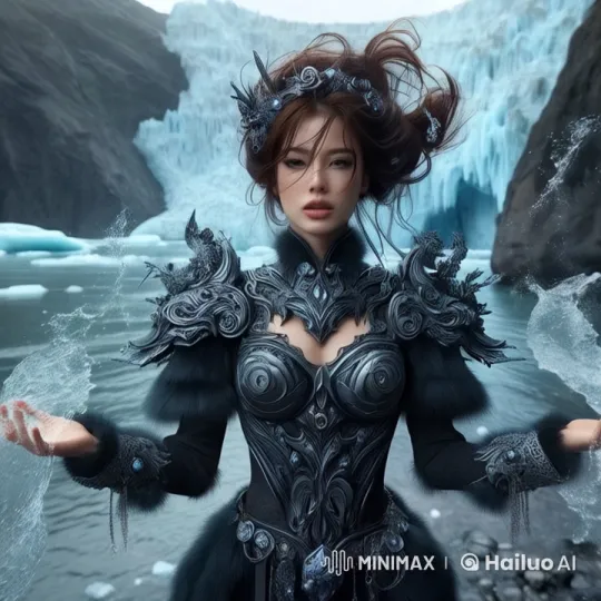 Armored Figure Controls Water in Ice Fantasy Scene – AI Generated Video | Hailuo AI