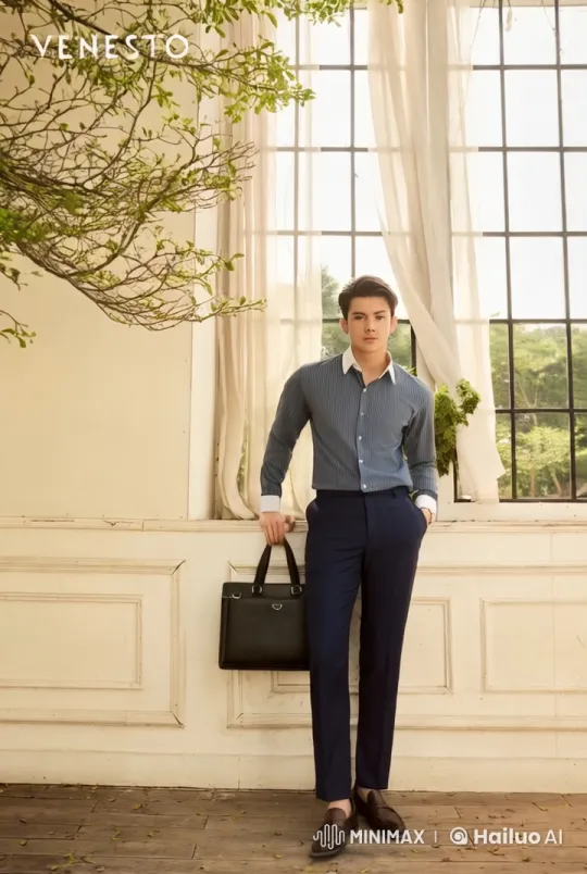 Young Professional Approaches Camera in Elegant Stride – AI Generated Video | Hailuo AI
