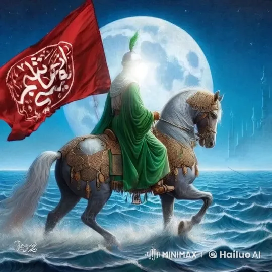 Regal Rider on Moonlit Sea with Glowing Flag – AI Generated Video | Hailuo AI