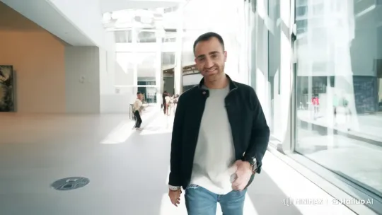 Stylish Man Walks Through Modern Building – AI Generated Video | Hailuo AI