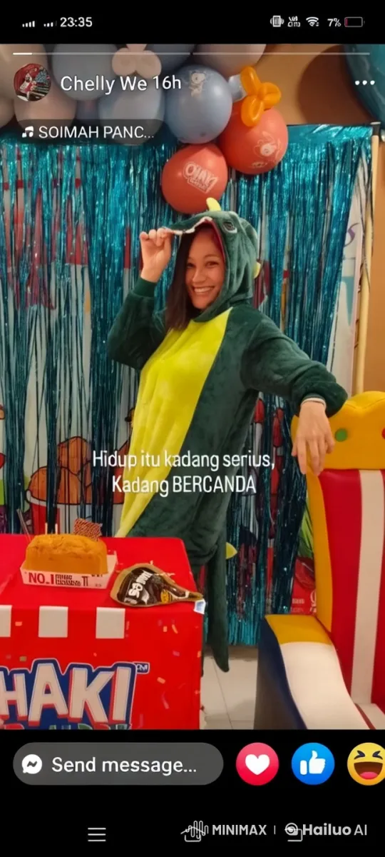 Dinosaur Costume Disco Dance in Festive Setting – AI Generated Video | Hailuo AI