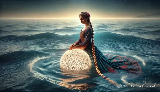 Mystical Persian Woman Reflects Power on the Ocean – AI Generated Video | Hailuo AI