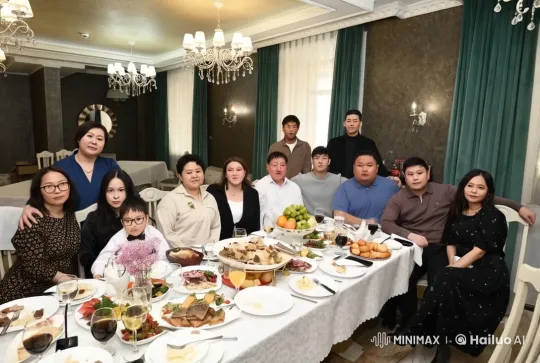 Lively Dinner Gathering in Elegant Dining Room – AI Generated Video | Hailuo AI