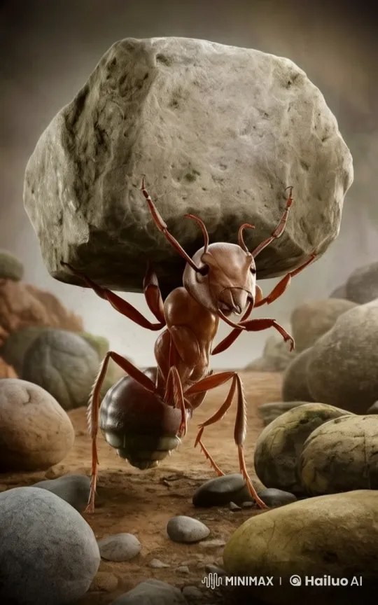 Ant Transforms Rock into Armored Self Through Struggle – AI Generated Video | Hailuo AI