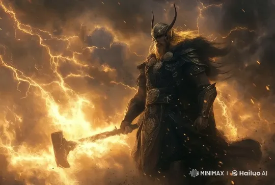 Armored Warrior Battles with Dynamic Kung Fu in Lightning Storm – AI Generated Video | Hailuo AI