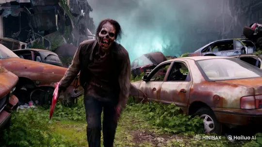 Zombie Sprint Through Ruined Cityscape – AI Generated Video | Hailuo AI