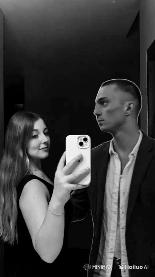 Romantic Couple's Tender Selfie in Dimly Lit Room – AI Generated Video | Hailuo AI