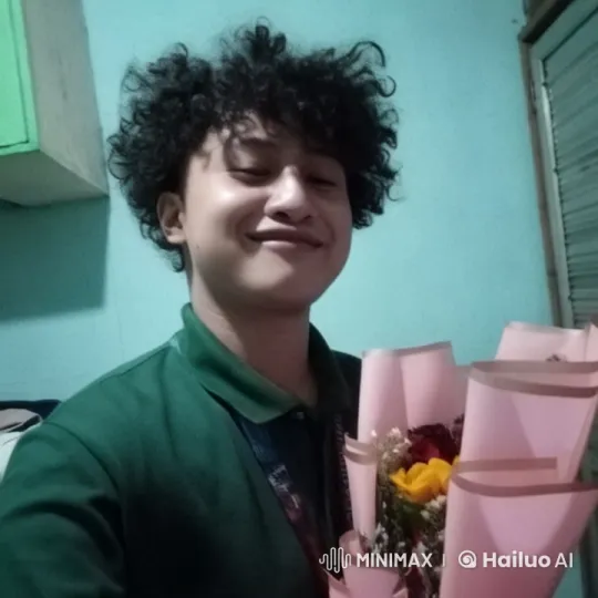 Young Person Stands with Flowers in Pastel Room – AI Generated Video | Hailuo AI