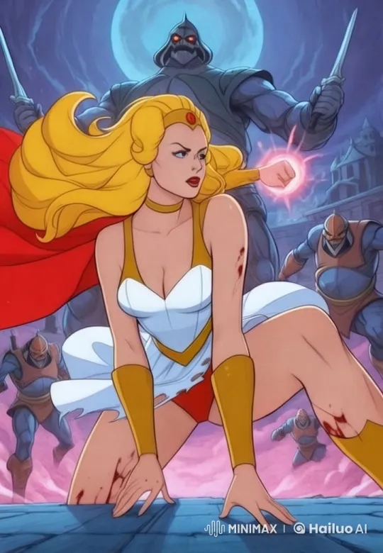 Female Warrior Faces Armored Enemies Under Sinister Moon – AI Generated Video | Hailuo AI
