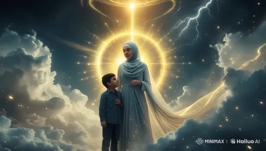 Heavenly Mother and Child Protected by Divine Halo – AI Generated Video | Hailuo AI