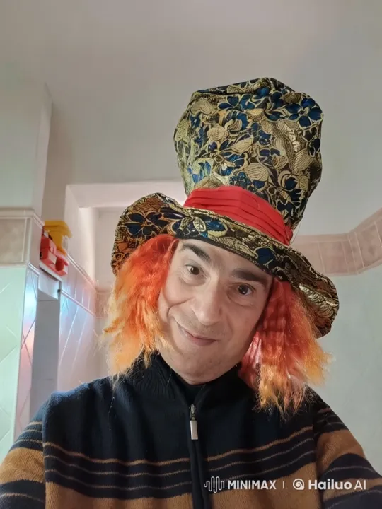 Person in Decorative Hat Surprised by Sudden Fire – AI Generated Video | Hailuo AI