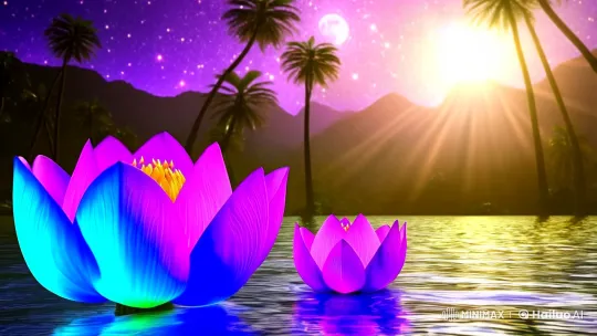 Lotuses in Moonlit Dreamscape with Celestial Reverence – AI Generated Video | Hailuo AI