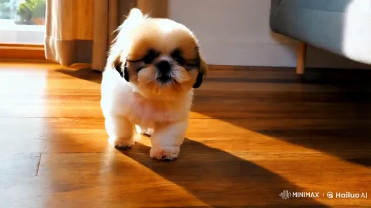 Shih Tzu Puppy in Sunlit Room - 4K Dolby Vision Video – AI Generated Video | Hailuo AI