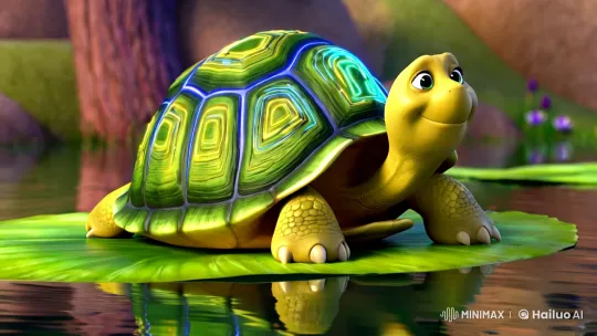 Oliver the Wise Tortoise and Curious Cat Sophia at the Pond – AI Generated Video | Hailuo AI