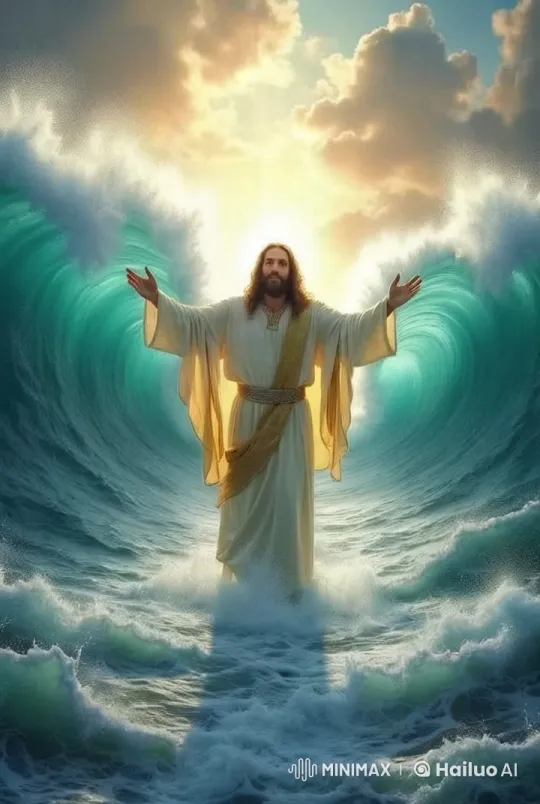 Jesus Divinely Parts the Sea in Dramatic Miracle – AI Generated Video | Hailuo AI