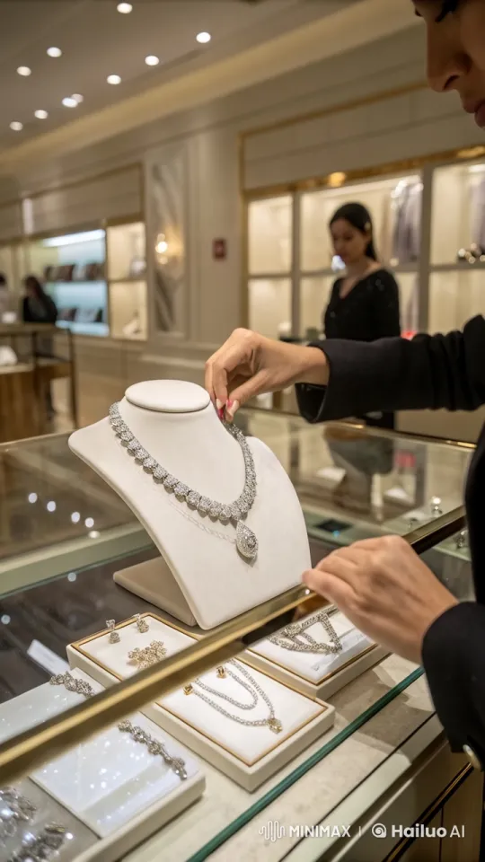 Luxurious Jewelry Store: Sparkling Display and Elegant Experience – AI Generated Video | Hailuo AI