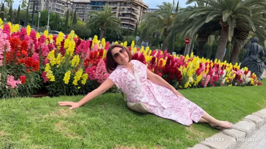 Woman in Vibrant Garden Running Gracefully – AI Generated Video | Hailuo AI