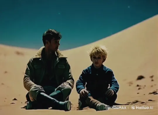 Man and Boy Discuss Life Under the Starry Desert Sky – AI Generated Video | Hailuo AI