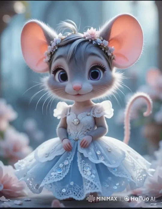 Anthropomorphic Mouse in Dreamy Flower Garden – AI Generated Video | Hailuo AI