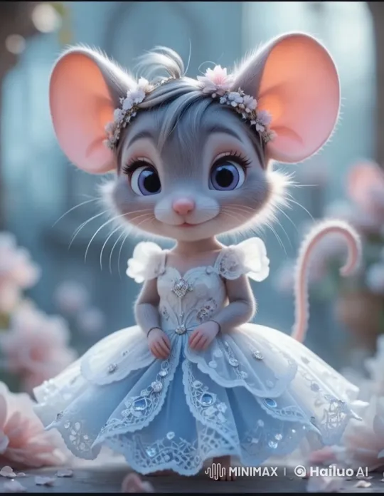 Anthropomorphic Mouse in Whimsical Lace Dress Walks Gracefully – AI Generated Video | Hailuo AI