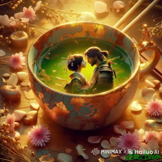 Geisha and Samurai Share Intimate Kiss in Serene Setting – AI Generated Video | Hailuo AI