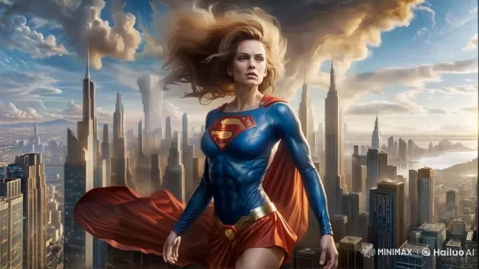 Supergirl Soars Through Cityscape in Live2D Animation – AI Generated Video | Hailuo AI