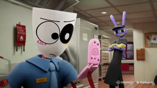 Animated Characters Engage in Gunfight in Fast-Food Kitchen – AI Generated Video | Hailuo AI