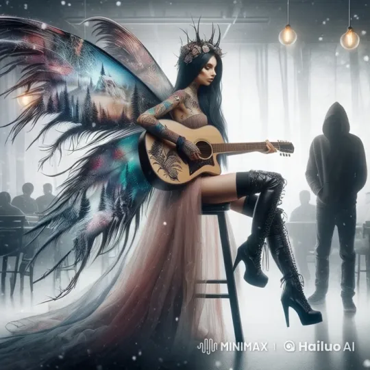 Fairy Woman and Hooded Figure Slow Dance in Enchanted Café – AI Generated Video | Hailuo AI