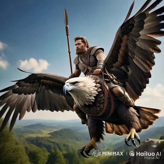 Warrior on Eagle Navigates Meteor Shower in Live2D Animation – AI Generated Video | Hailuo AI