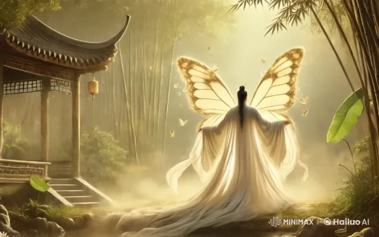 Zhuang Zhou Transforms into a Butterfly in Tranquil Gazebo – AI Generated Video | Hailuo AI