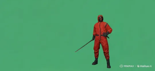 Live2D Animated Character in Red Suit on Guard – AI Generated Video | Hailuo AI
