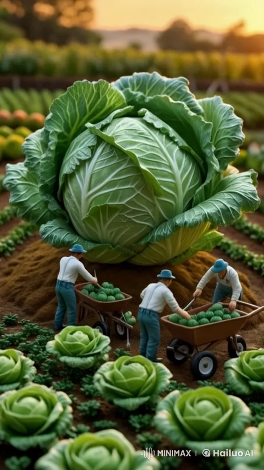 Two Farmers Debate Over Cabbages in Animated Garden Setting – AI Generated Video | Hailuo AI