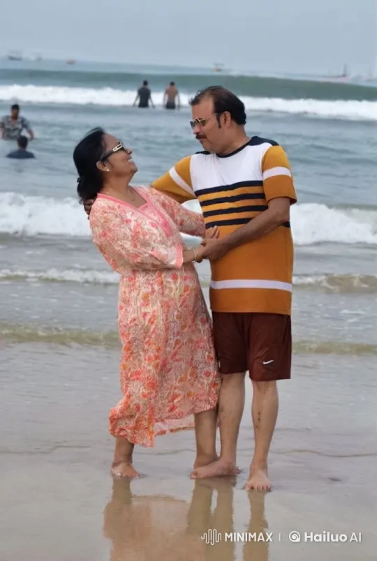 Couple Shares Tender Kiss on Serene Beach – AI Generated Video | Hailuo AI