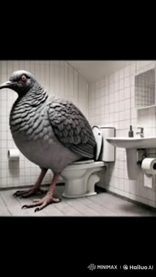 Pigeon's Furious Overflowing Toilet Flight – AI Generated Video | Hailuo AI