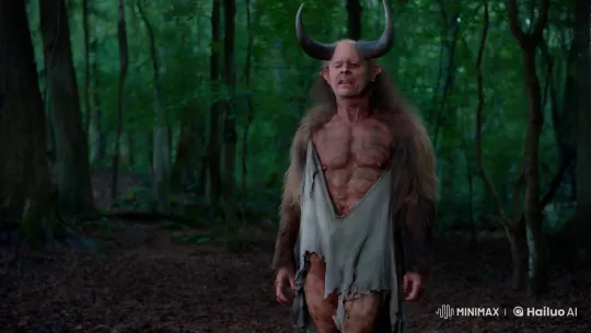 Man Transforms into Minotaur in Cinematic Forest Scene – AI Generated Video | Hailuo AI