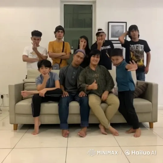 Nine Individuals Perform Kungfu in Animated Live2D Living Room – AI Generated Video | Hailuo AI