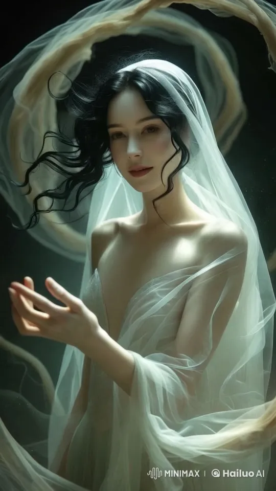 Mystical Female Figure Commands Darkness in Surreal Scene – AI Generated Video | Hailuo AI