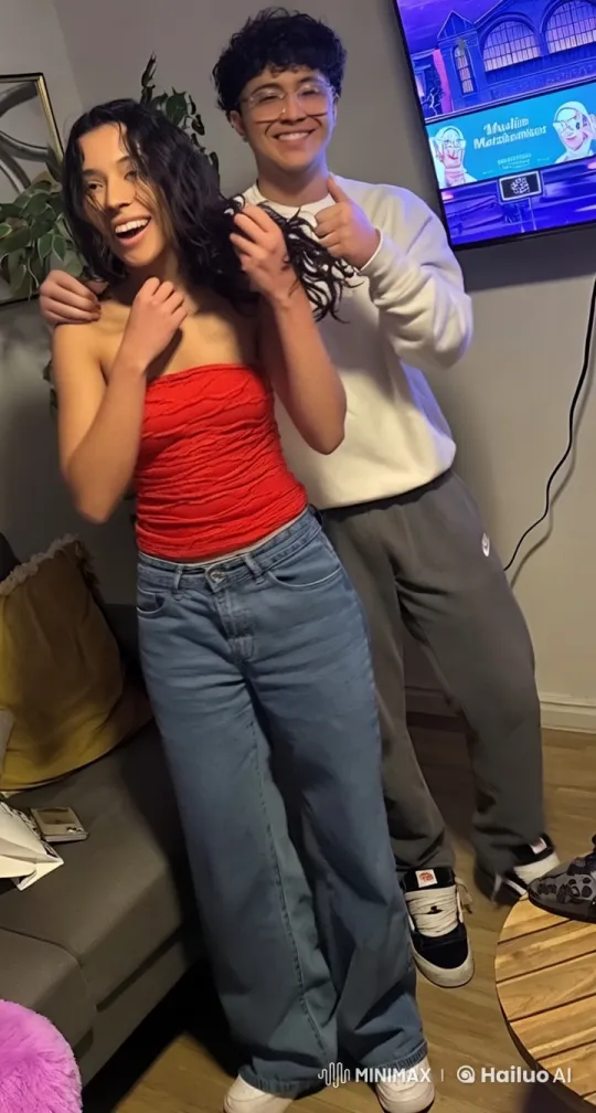 Intimate Couple Shares Passionate Kiss in Cozy Living Room – AI Generated Video | Hailuo AI