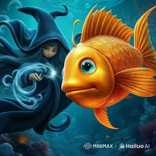 Magical Duel: Fish vs. Witch in Underwater Scene – AI Generated Video | Hailuo AI