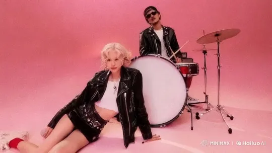 Edgy Rock Aesthetic: Drummer and Blonde in Leather – AI Generated Video | Hailuo AI