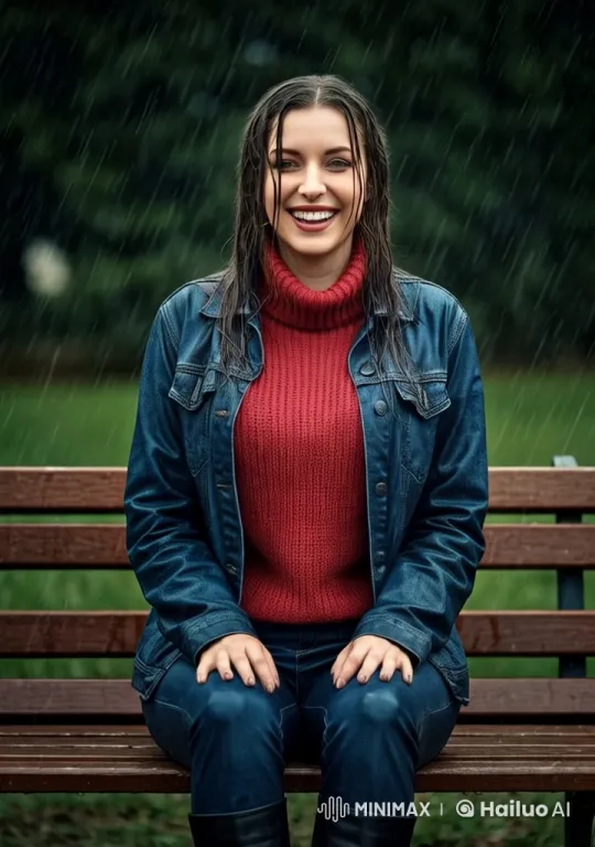 Joyful Woman Giggling in Rainy Park - Live2D Animation – AI Generated Video | Hailuo AI