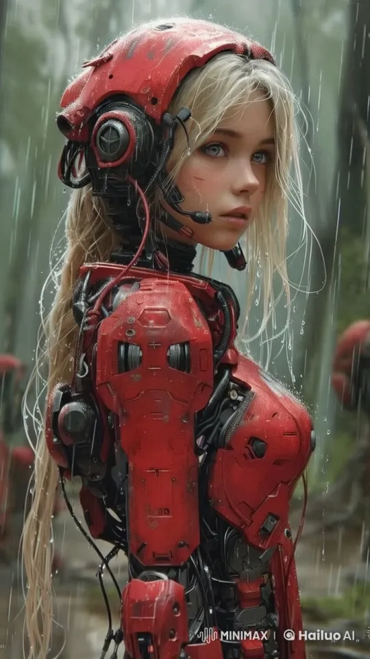 Rainy Forest Serenity: Animated Robot in Live2D – AI Generated Video | Hailuo AI