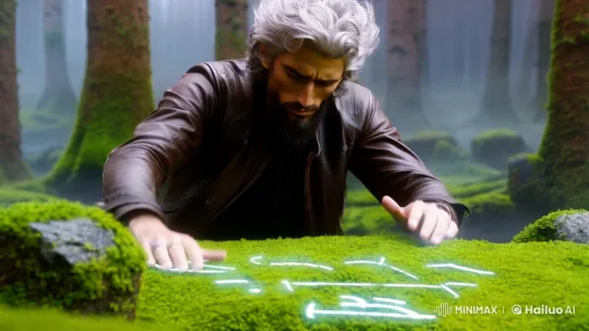 Mystical Connection: Man Links with Ancestral Spirits in Enchanted Forest – AI Generated Video | Hailuo AI