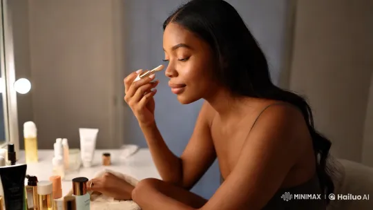 Luxurious Vanity Scene Showcases Elegant Beauty Ritual – AI Generated Video | Hailuo AI