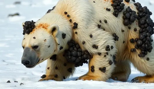 Polar Bear Struggles Through Snow with Barnacles – AI Generated Video | Hailuo AI