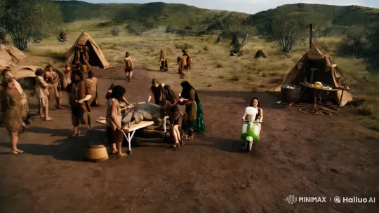 Prehistoric Surgery with Milkshake Bike in Primitive Times – AI Generated Video | Hailuo AI