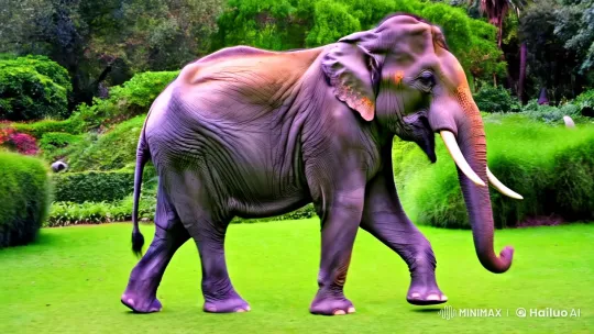 Elephant Enchants in Graceful Dance at Lush Zoo Garden – AI Generated Video | Hailuo AI