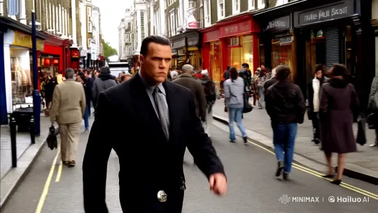 London Gangster Dominates Bustling High Street Scene – AI Generated Video | Hailuo AI