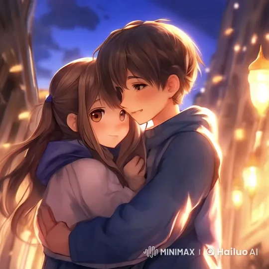 Couple Embraces Tenderly in Animated Cityscape – AI Generated Video | Hailuo AI