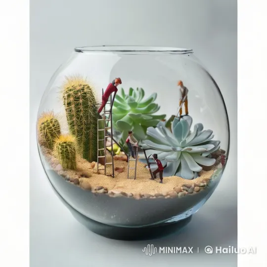 Whimsical Terrarium World with Tiny Workers in Live2D – AI Generated Video | Hailuo AI